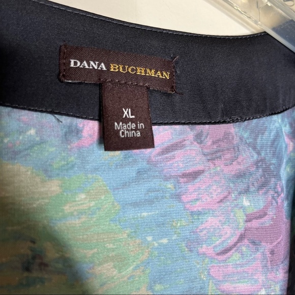 Dana Bachman Water Colors Asymmetric Sleeves Sequin Around Neckline Tunic SZ XL - Picture 5 of 14